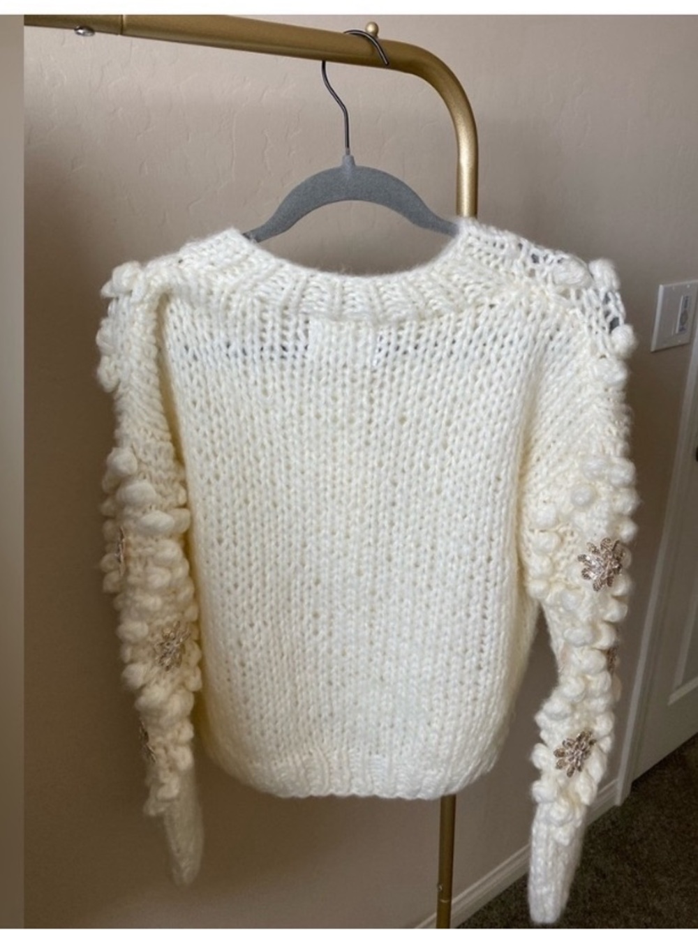 Cute 3D flower cardigan holiday style NWOT winter cottage core coquette - Picture 6 of 6